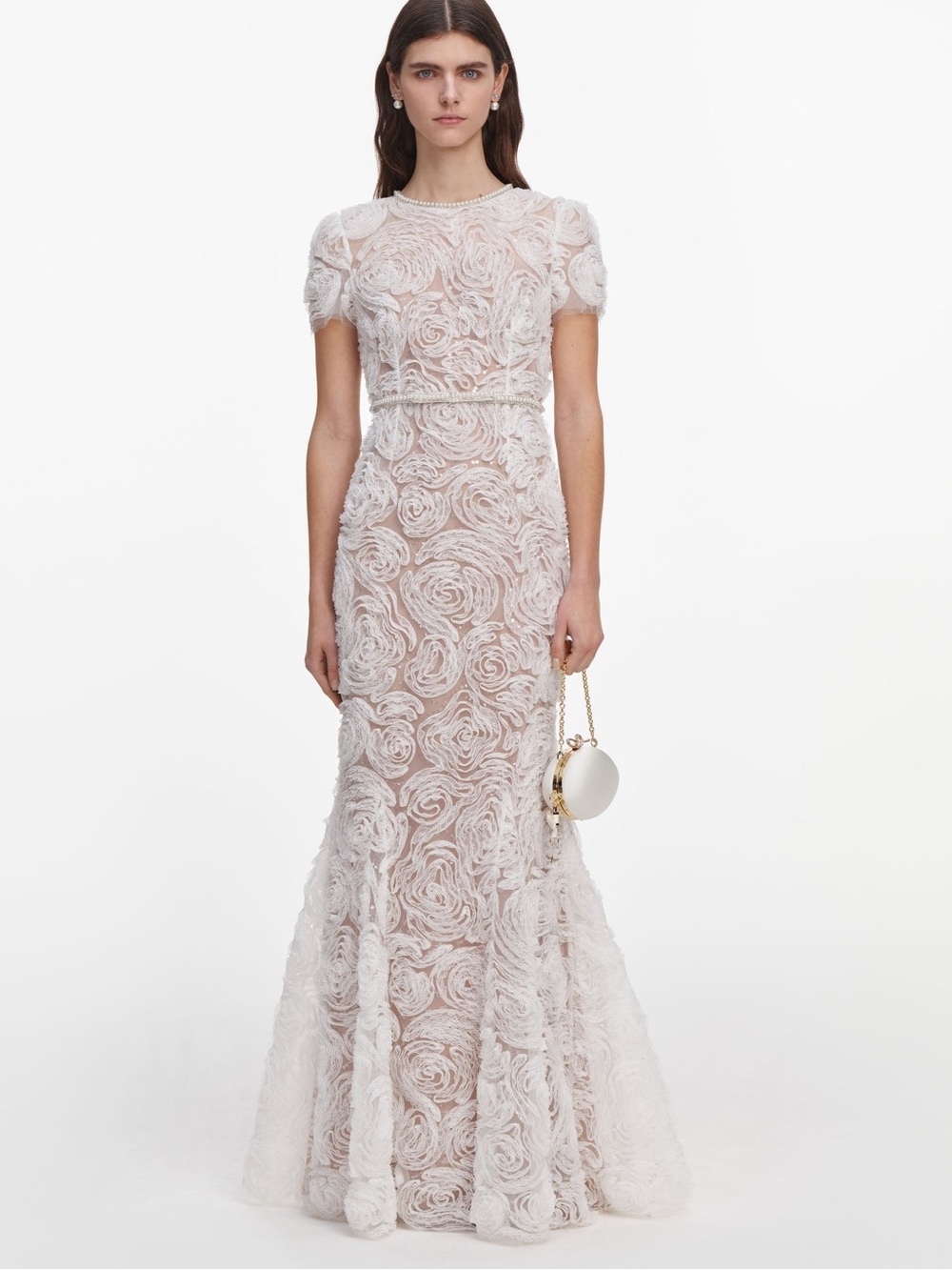 NWOT Self-Portrait White Tulle Lace Maxi Dress